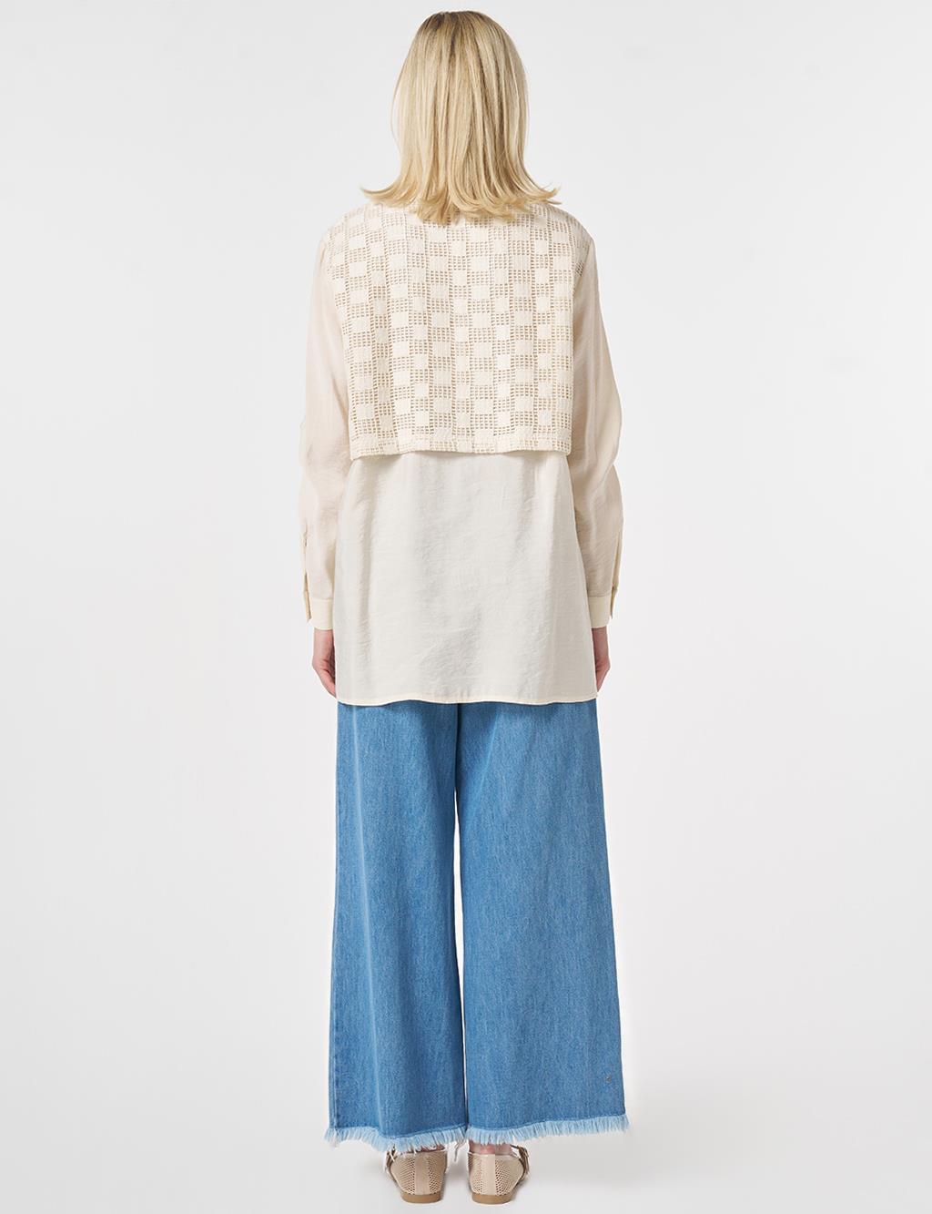 Mesh-Trimmed Modal Tunic Cream