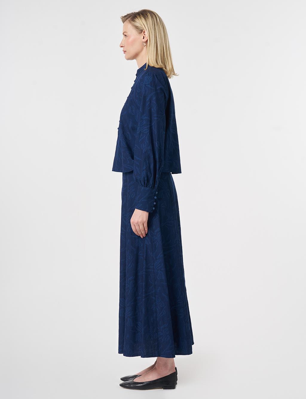 Patterned Skirt Set Indigo