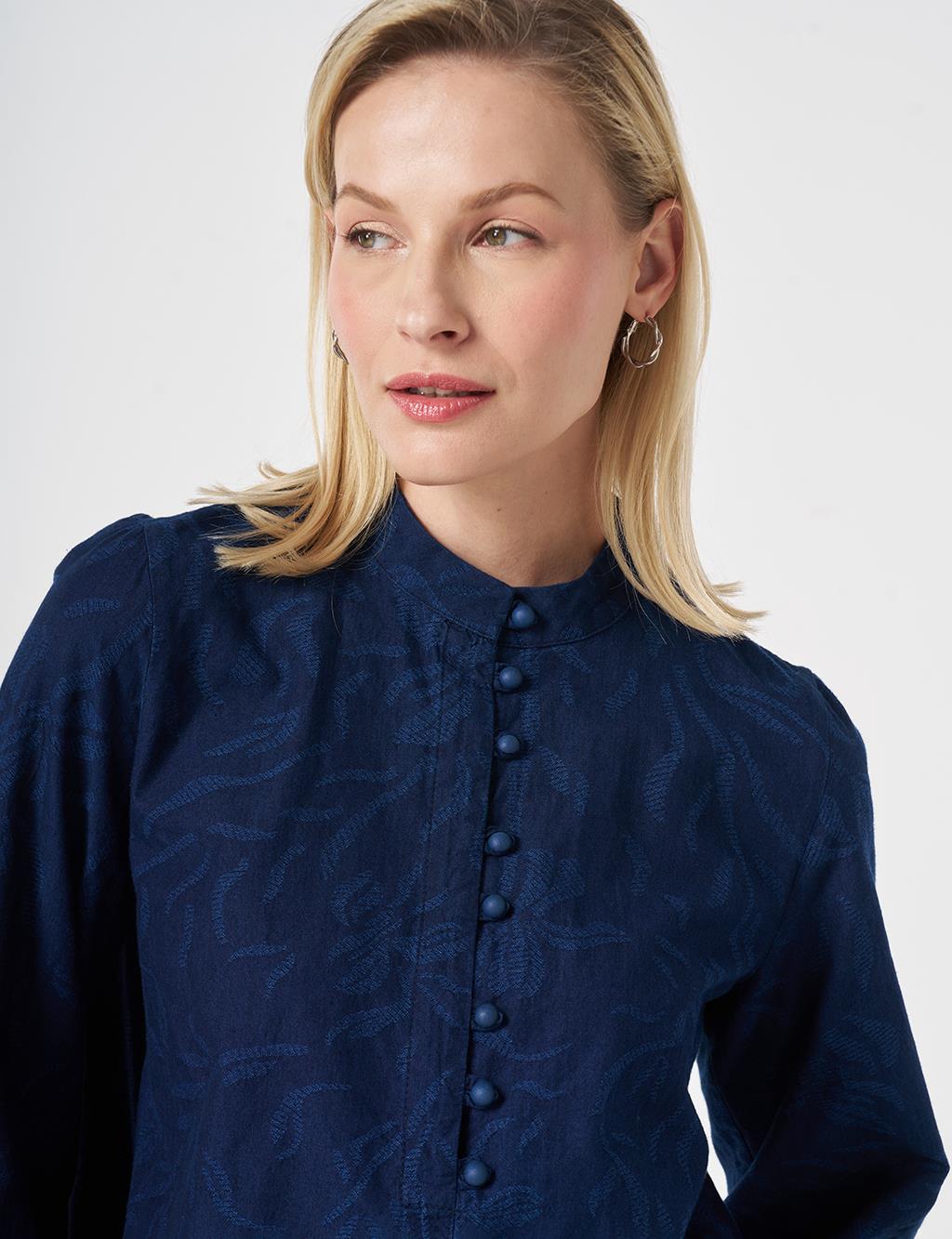 Patterned Skirt Set Indigo