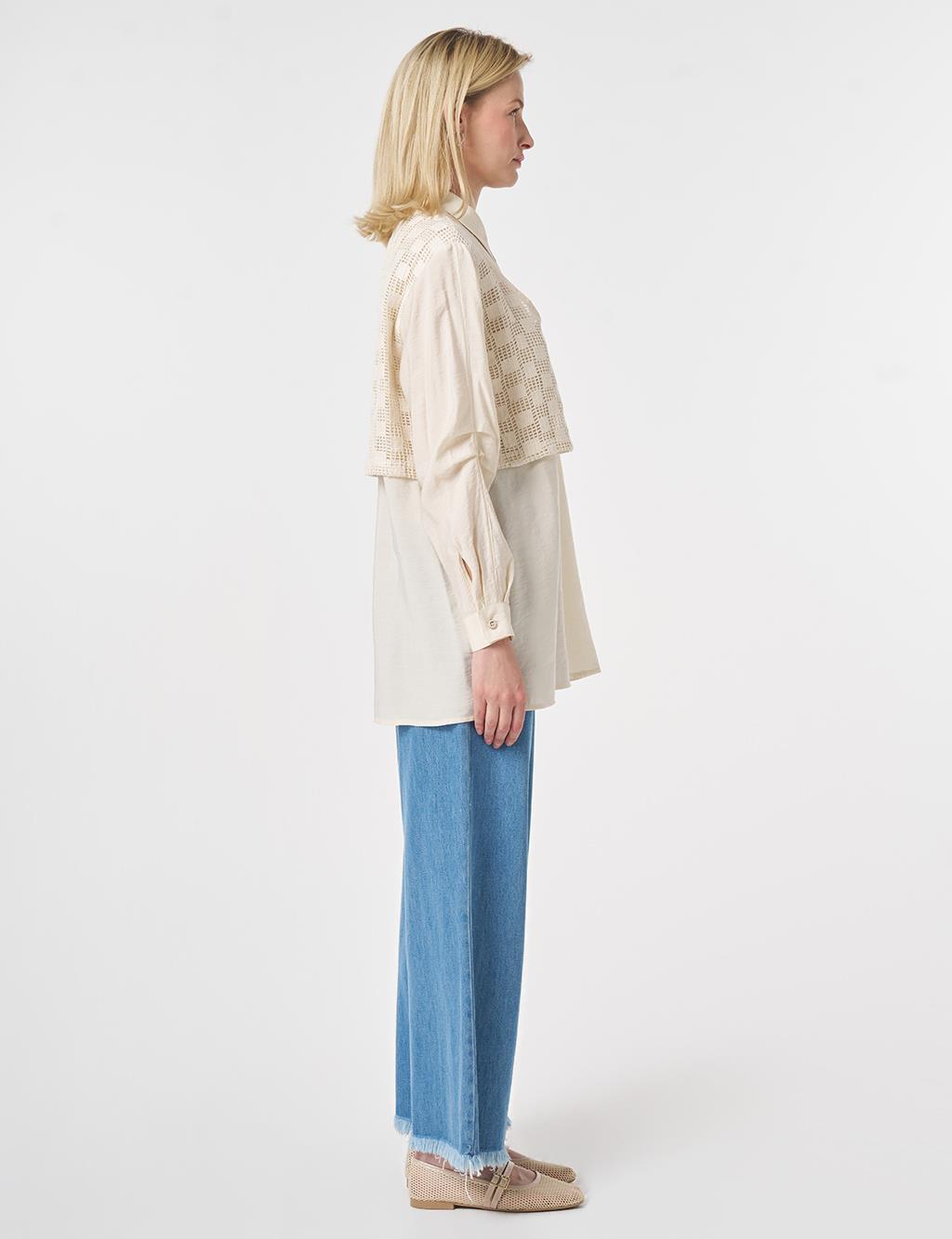 Mesh-Trimmed Modal Tunic Cream