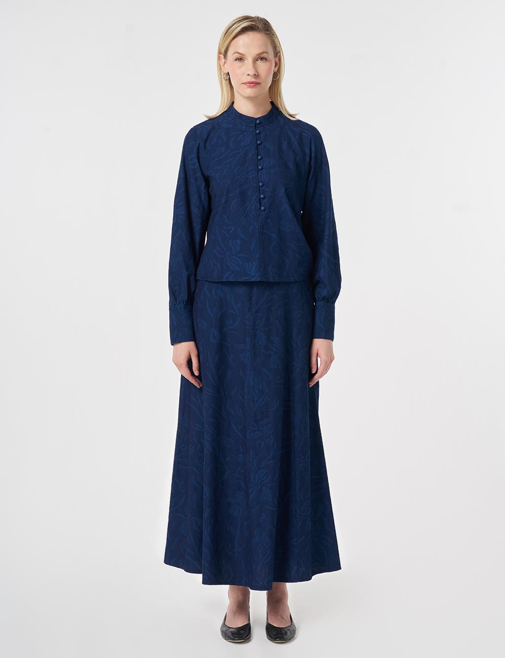 Patterned Skirt Set Indigo