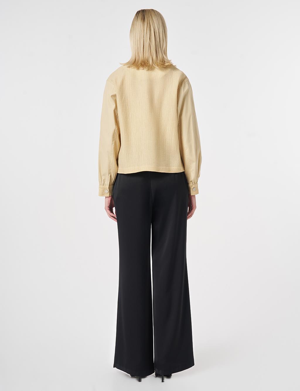 Embroidered Appliqué Short Jacket Light Yellow