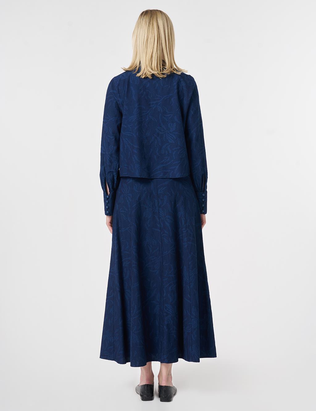 Patterned Skirt Set Indigo