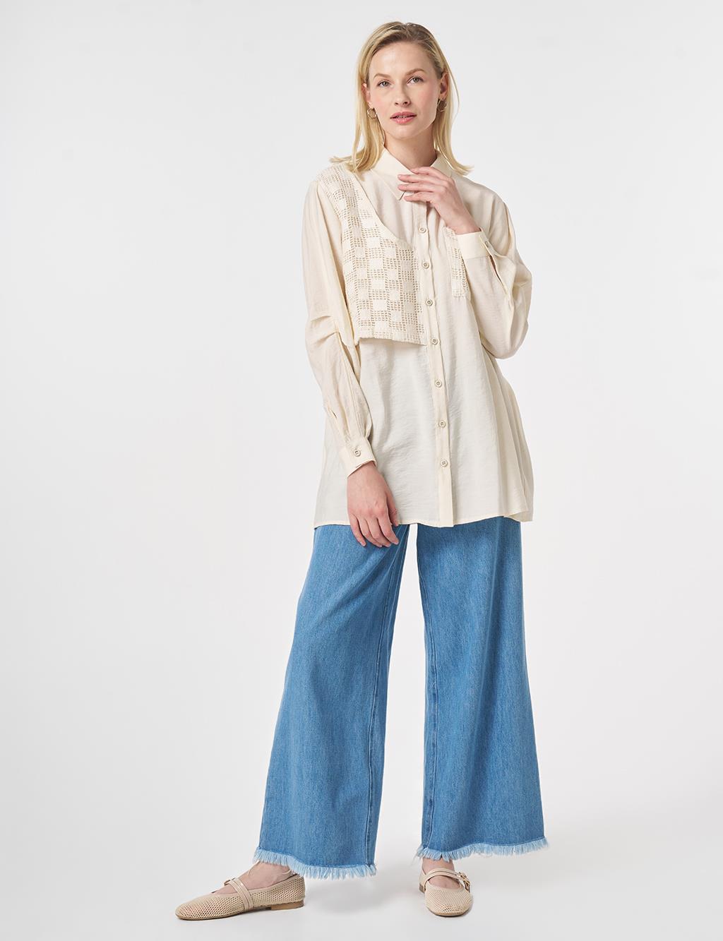 Mesh-Trimmed Modal Tunic Cream