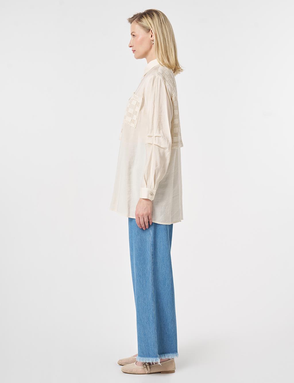 Mesh-Trimmed Modal Tunic Cream