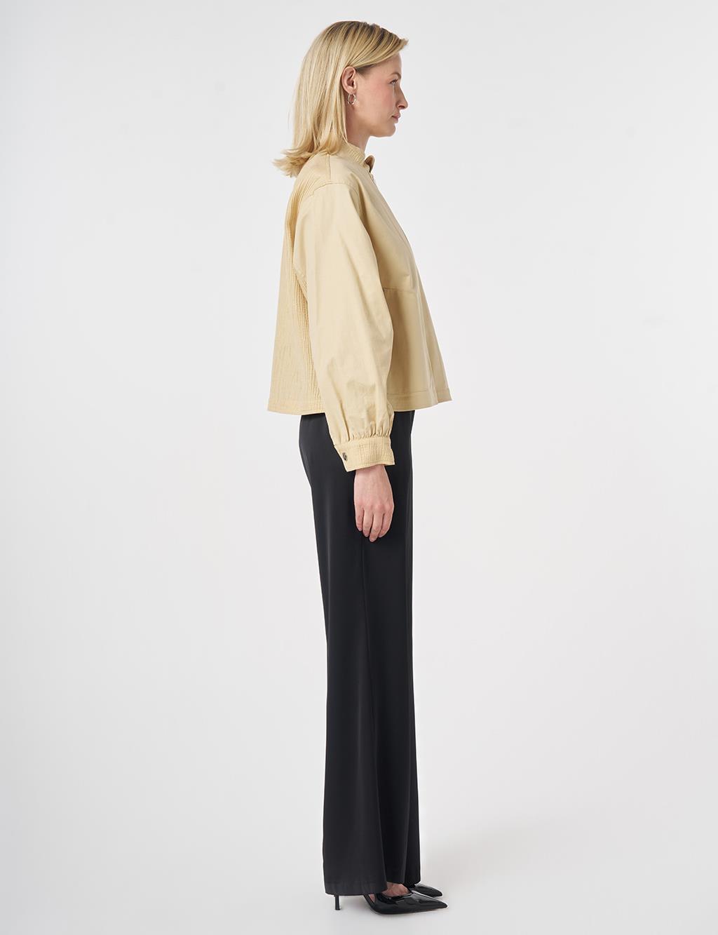 Embroidered Appliqué Short Jacket Light Yellow