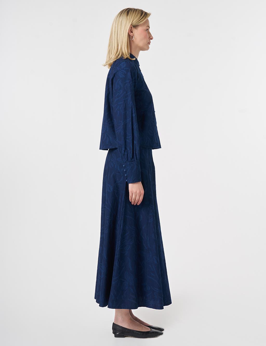 Patterned Skirt Set Indigo