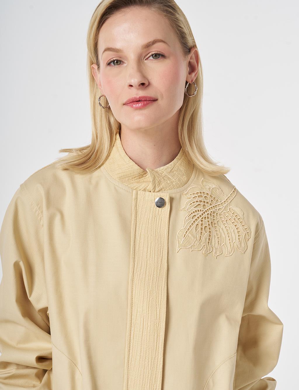 Embroidered Appliqué Short Jacket Light Yellow