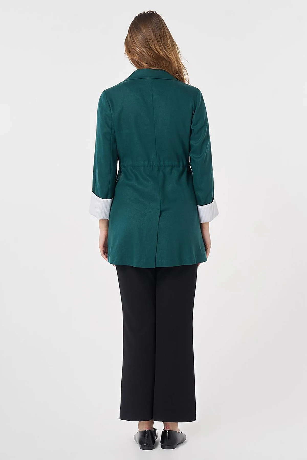Waist-Gathered Blazer Jacket Pine Green