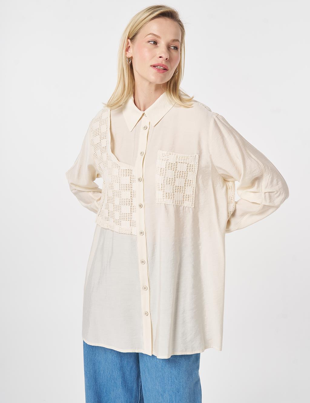 Mesh-Trimmed Modal Tunic Cream