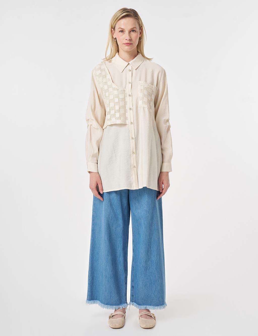 Mesh-Trimmed Modal Tunic Cream