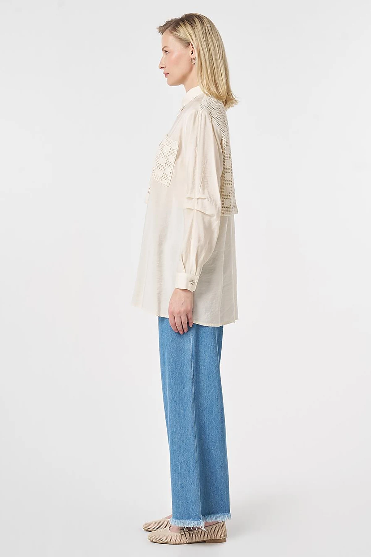 Mesh-Trimmed Modal Tunic Cream
