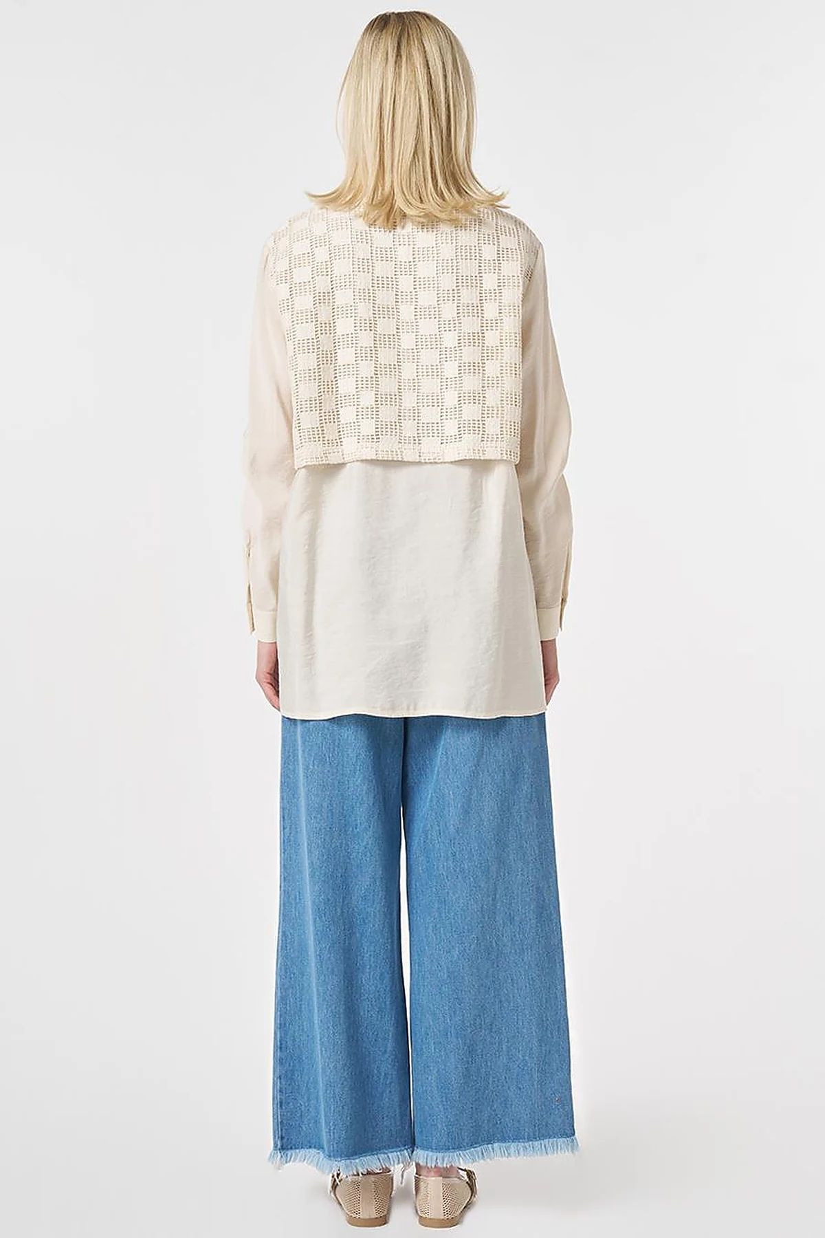 Mesh-Trimmed Modal Tunic Cream
