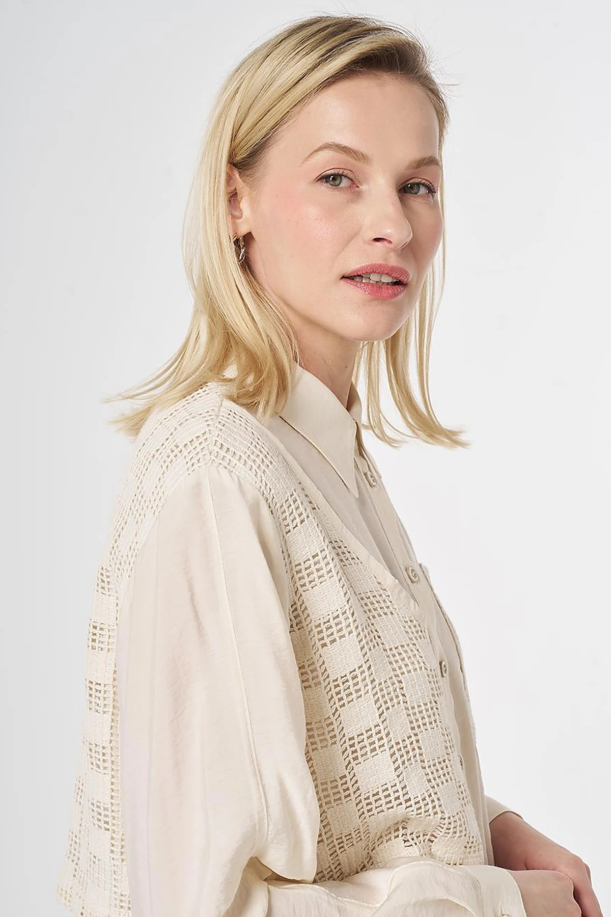 Mesh-Trimmed Modal Tunic Cream