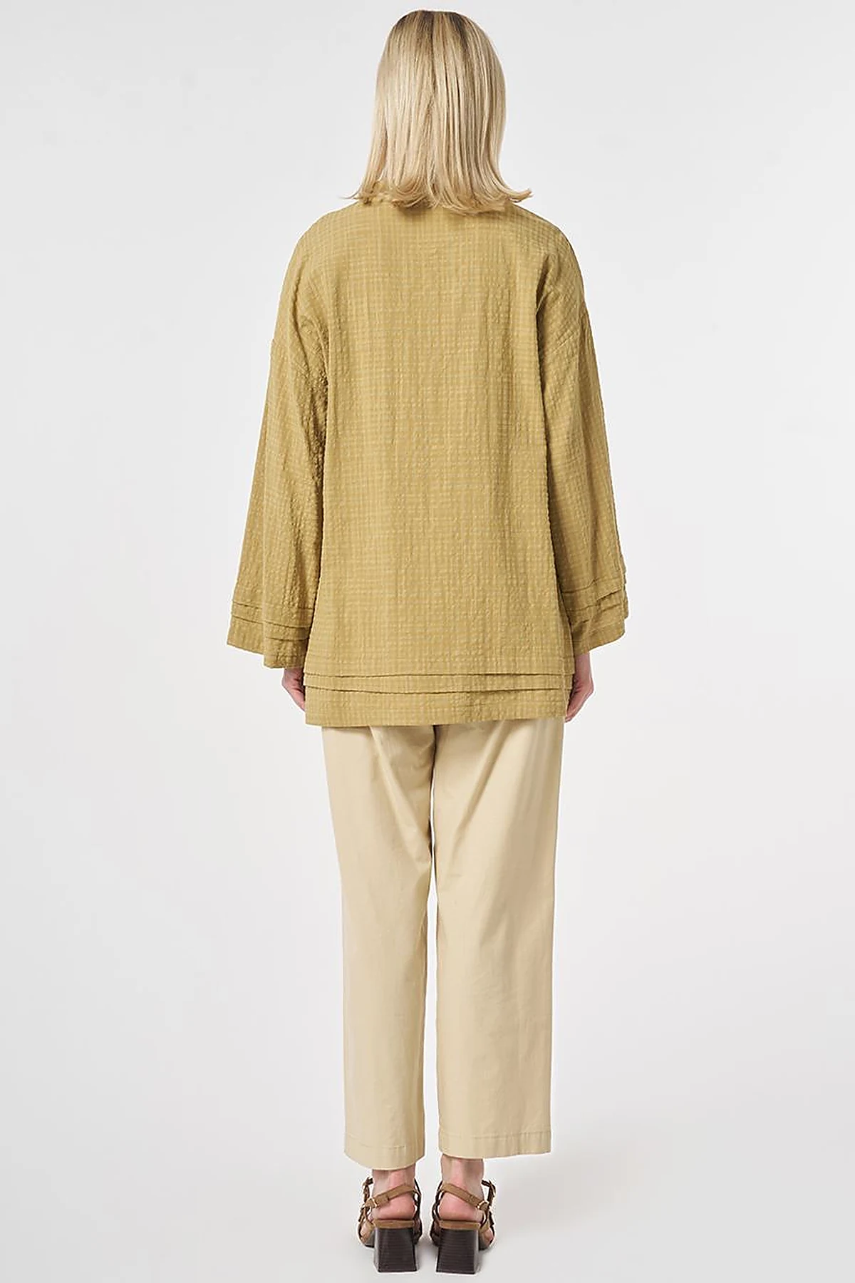 Tie-Neck Cotton Tunic Olive Green