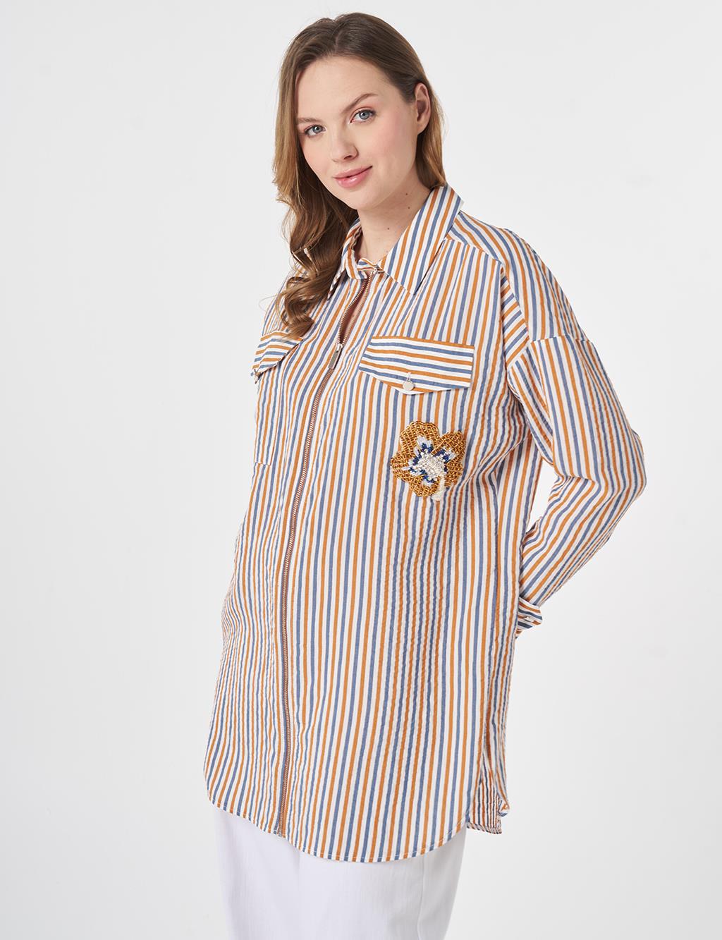 Embroidered Viscose Tunic Cinnamon