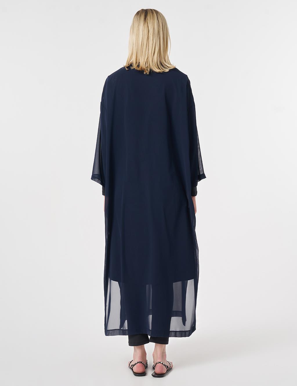 V-Neck Chiffon Pareo Dark Navy