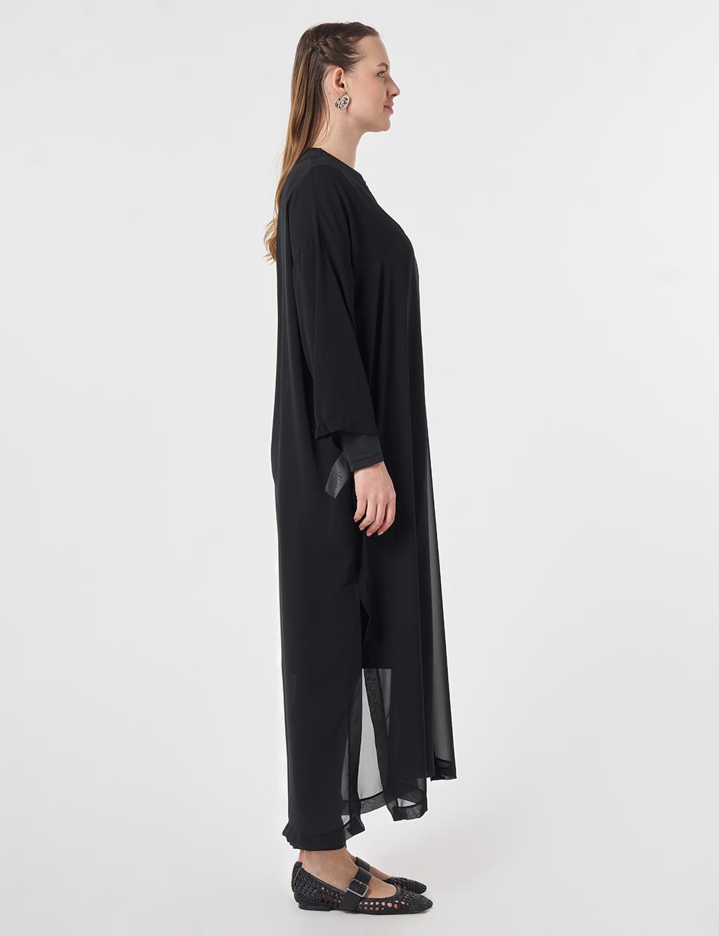 V-Neck Chiffon Pareo Black