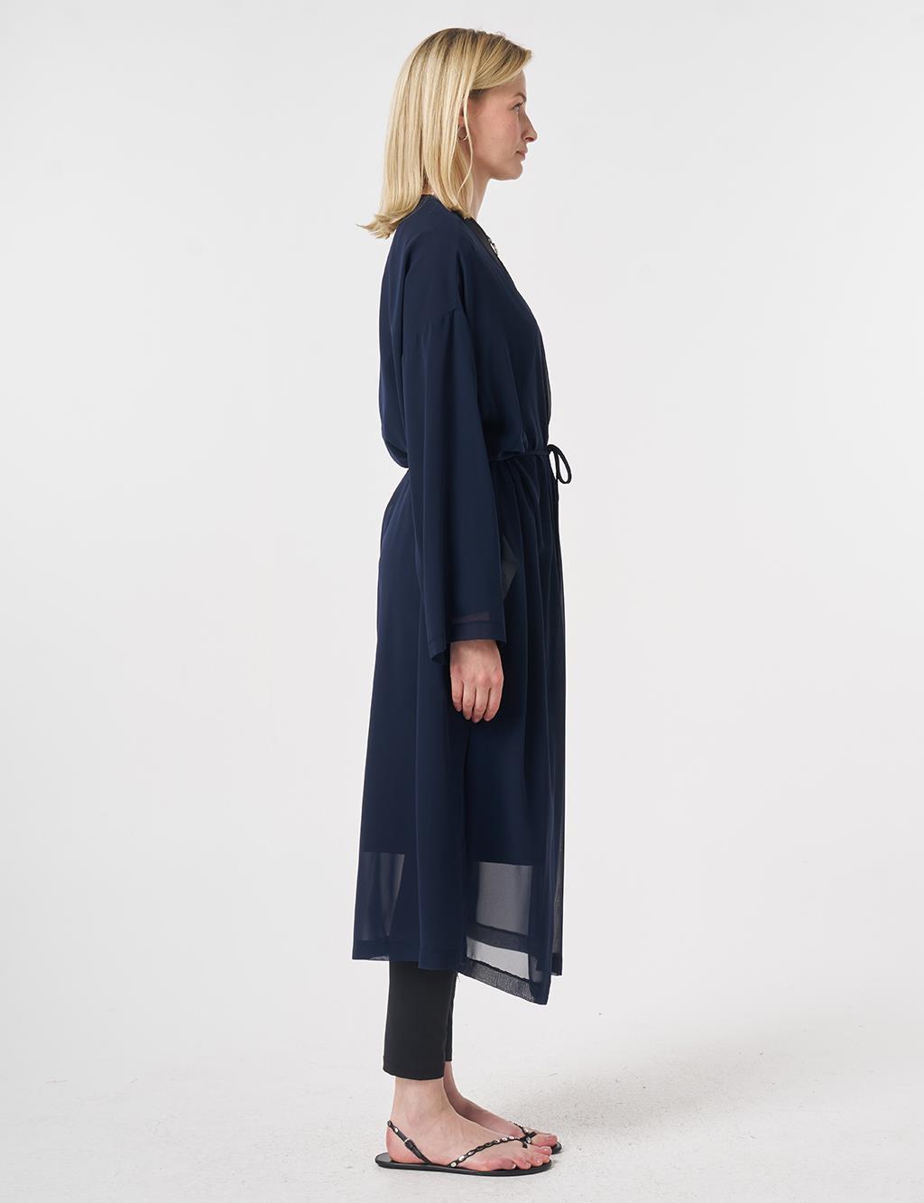 Gathered Chiffon Pareo Dark Navy