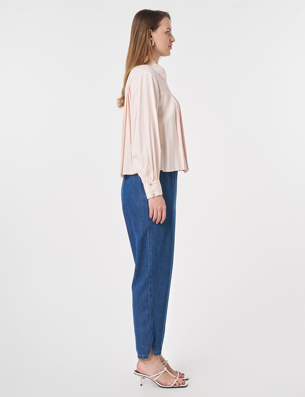Pleated Modal Blouse Light Salmon