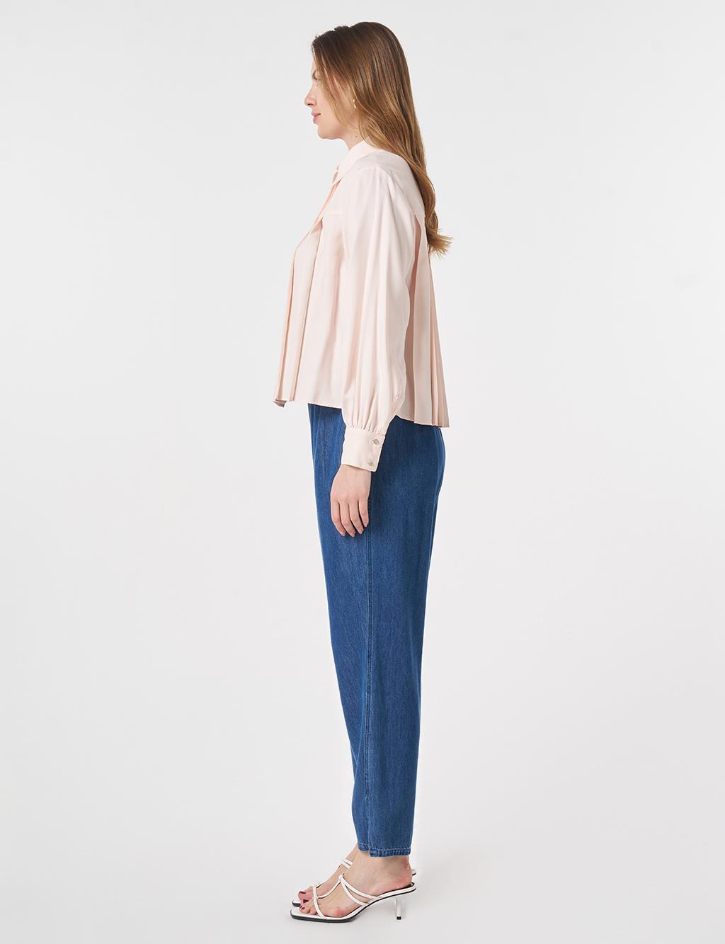Pleated Modal Blouse Light Salmon