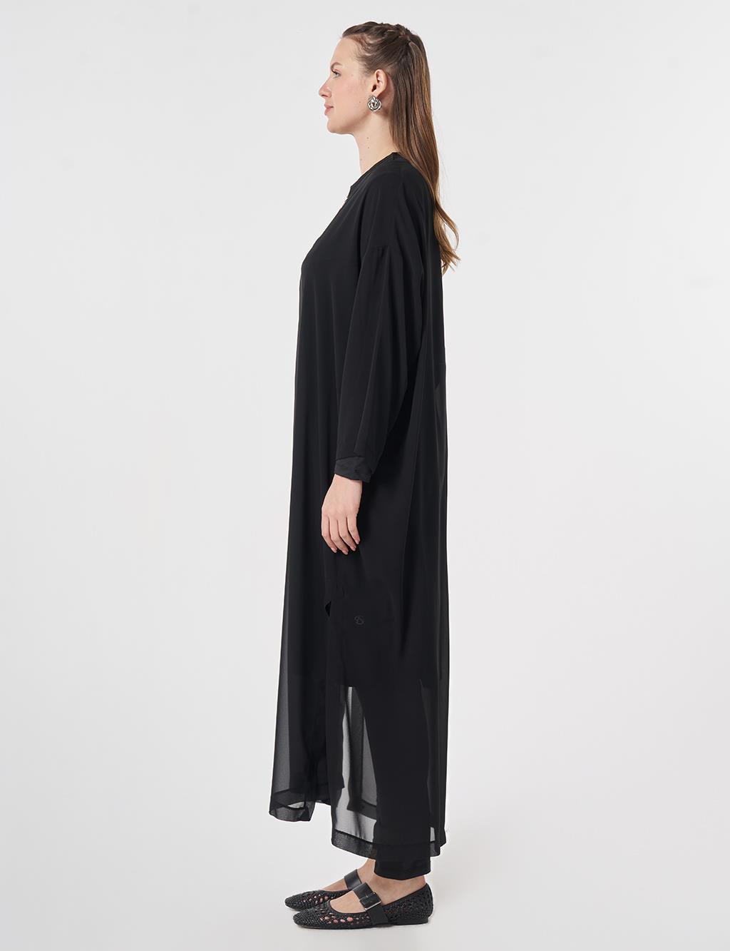 V-Neck Chiffon Pareo Black
