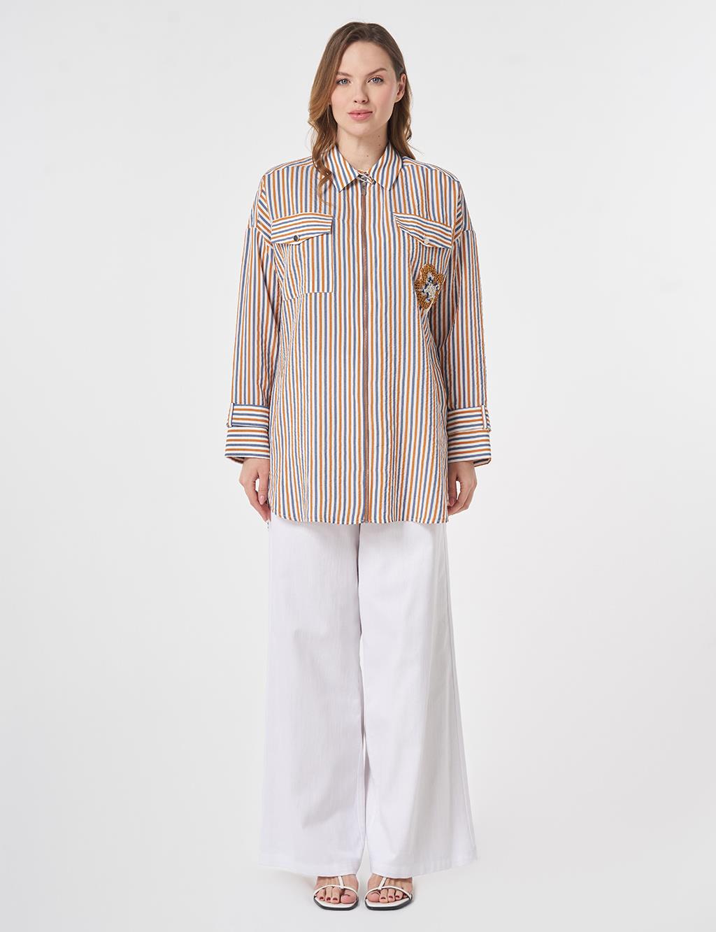 Embroidered Viscose Tunic Cinnamon