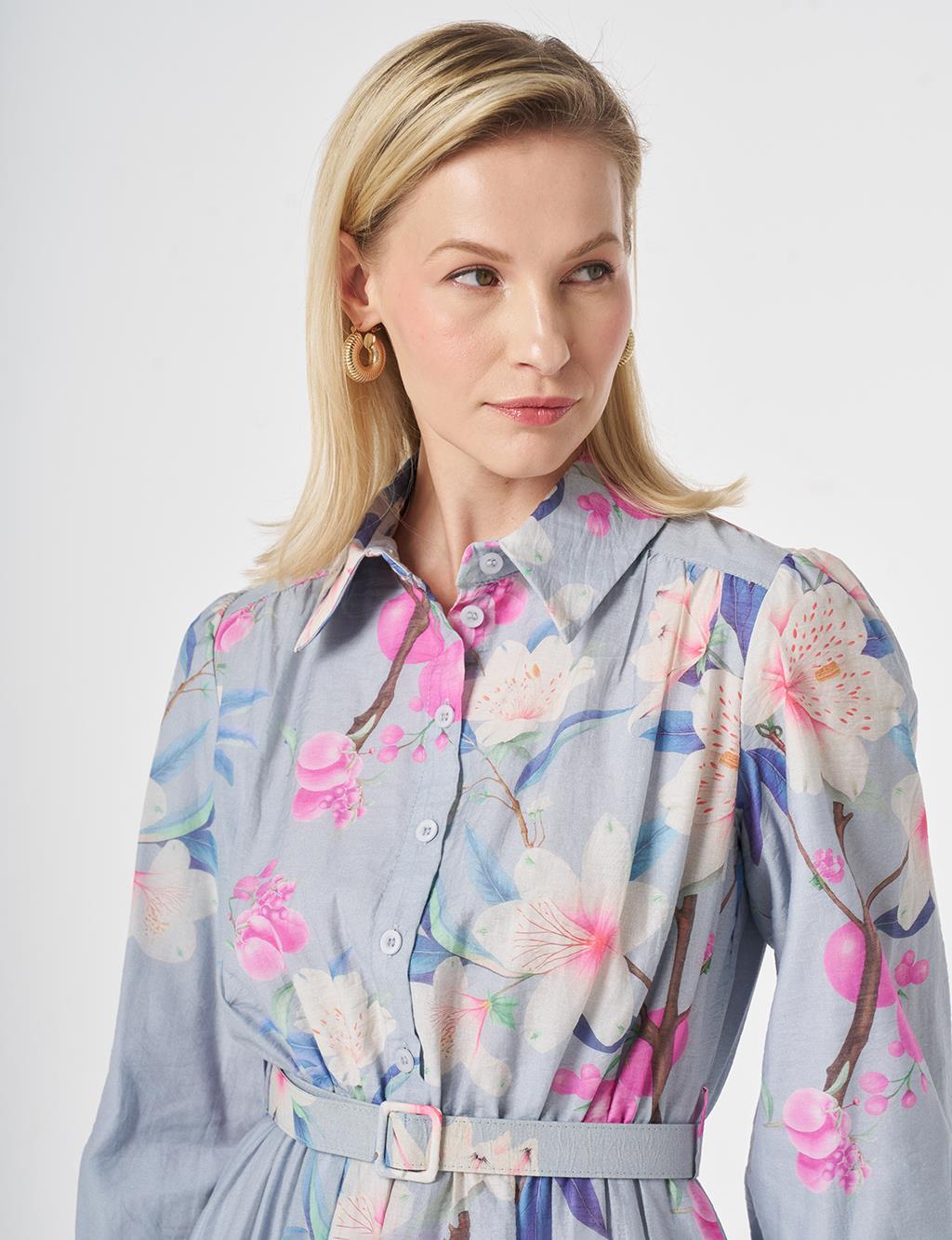 Floral Print Dress Light Air Force Blue