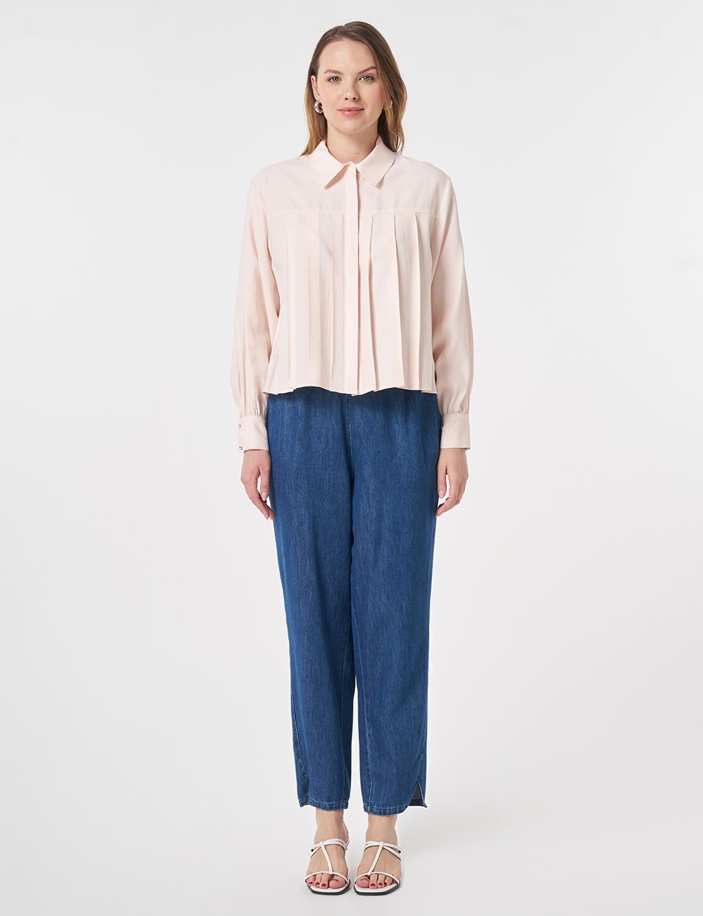 Pleated Modal Blouse Light Salmon