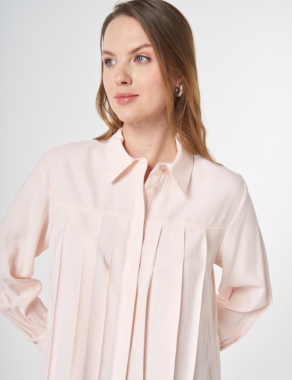 Pleated Modal Blouse Light Salmon