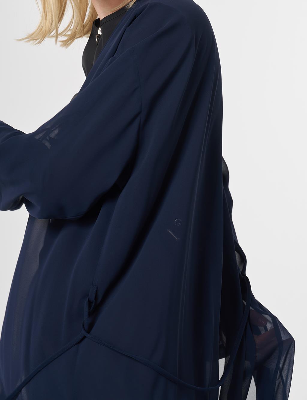 Gathered Chiffon Pareo Dark Navy