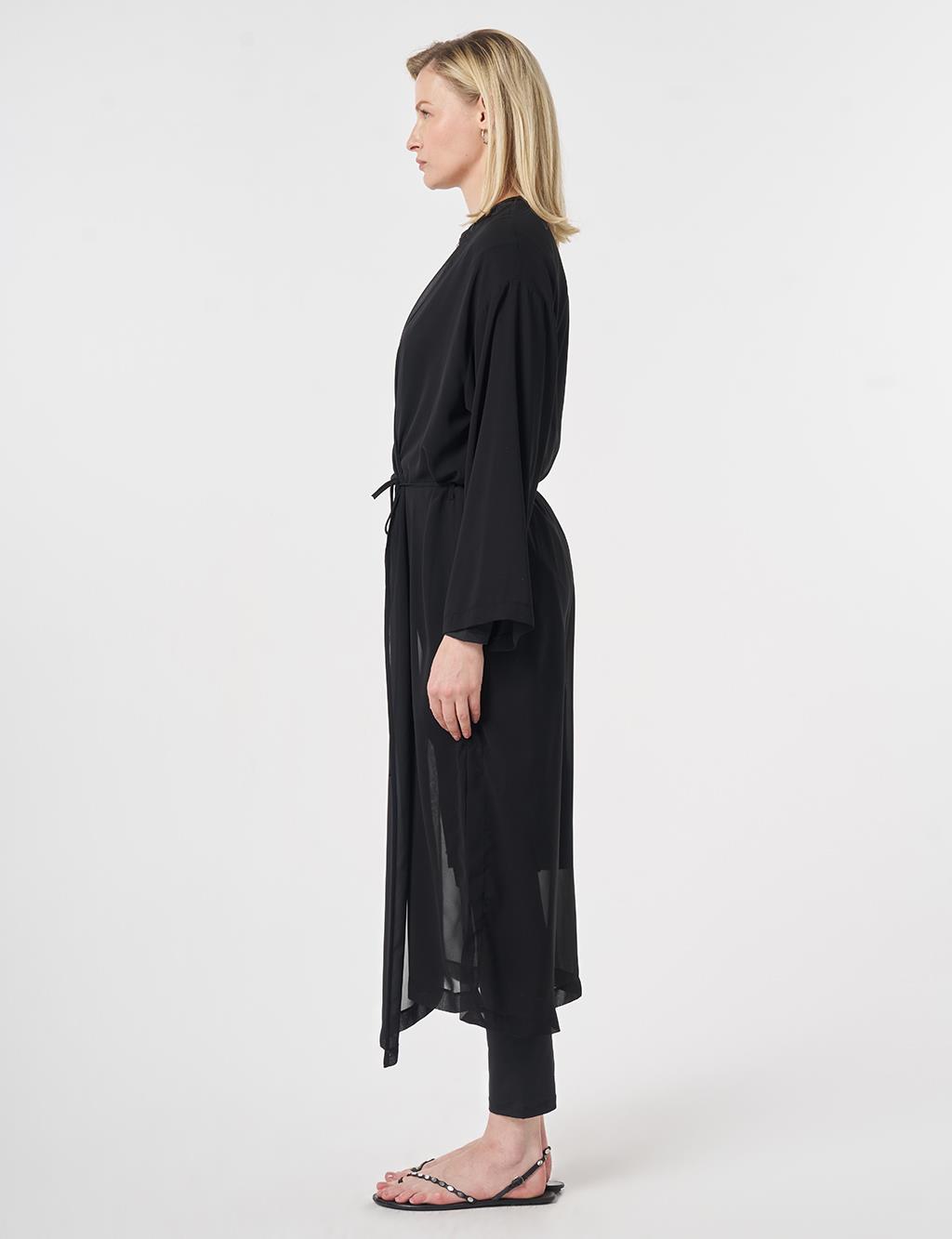 Gathered Chiffon Pareo Black