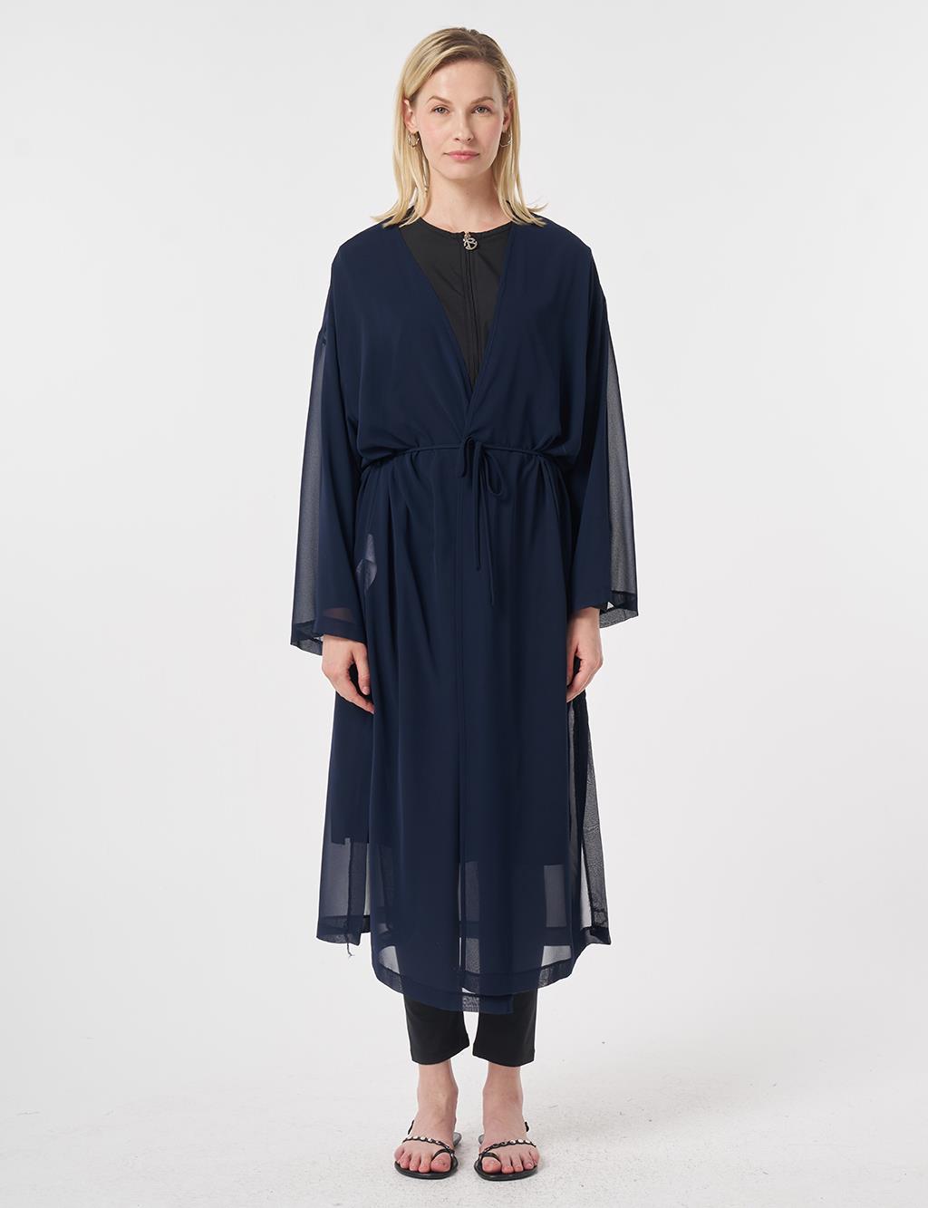 Gathered Chiffon Pareo Dark Navy