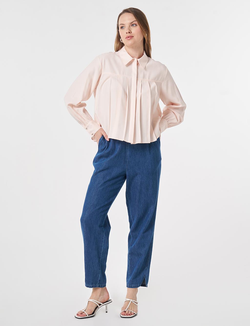 Pleated Modal Blouse Light Salmon