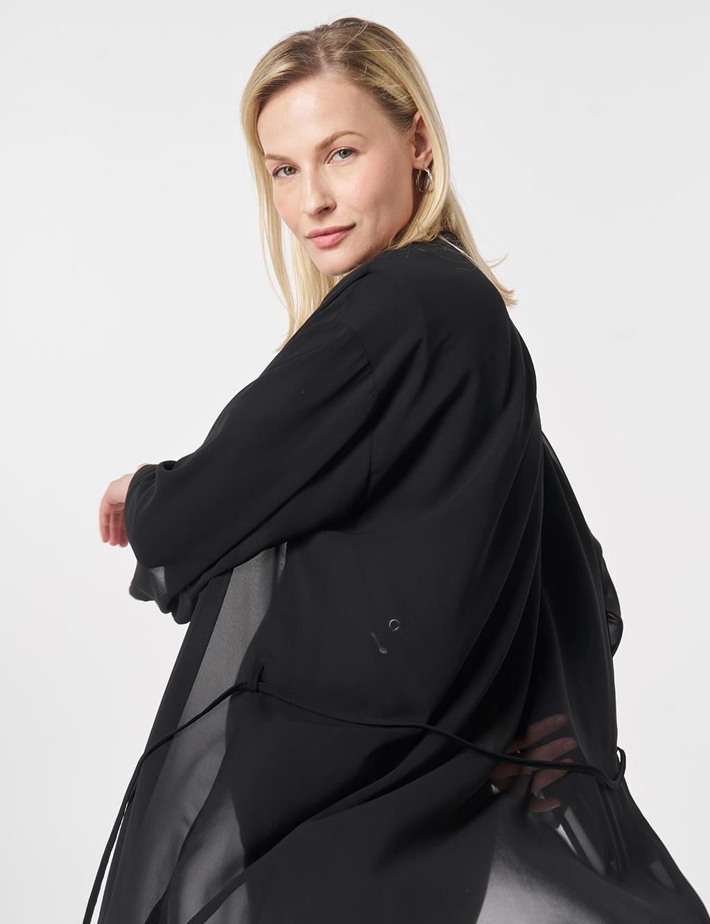 Gathered Chiffon Pareo Black