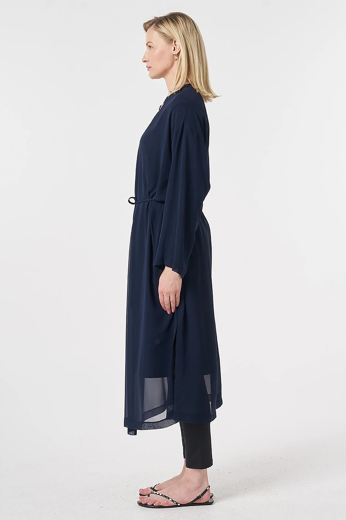 Gathered Chiffon Pareo Dark Navy