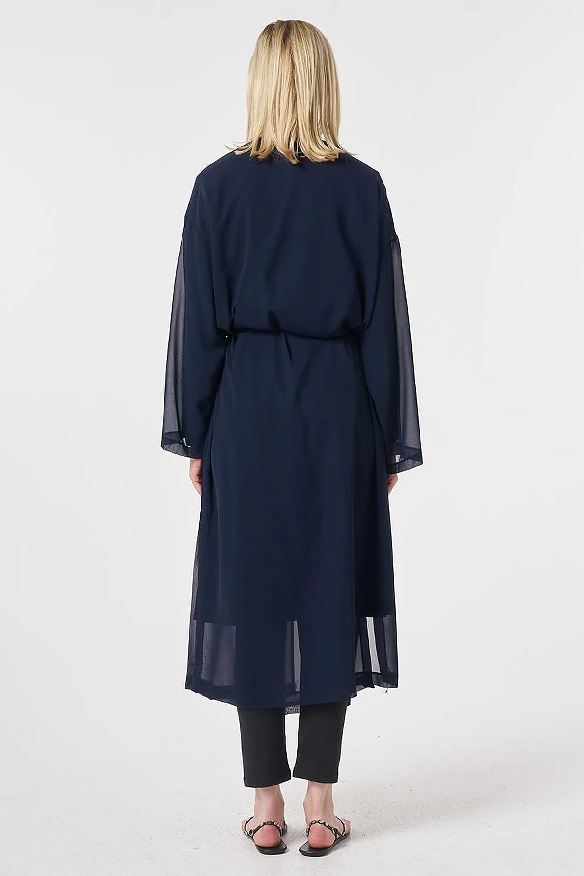 Gathered Chiffon Pareo Dark Navy