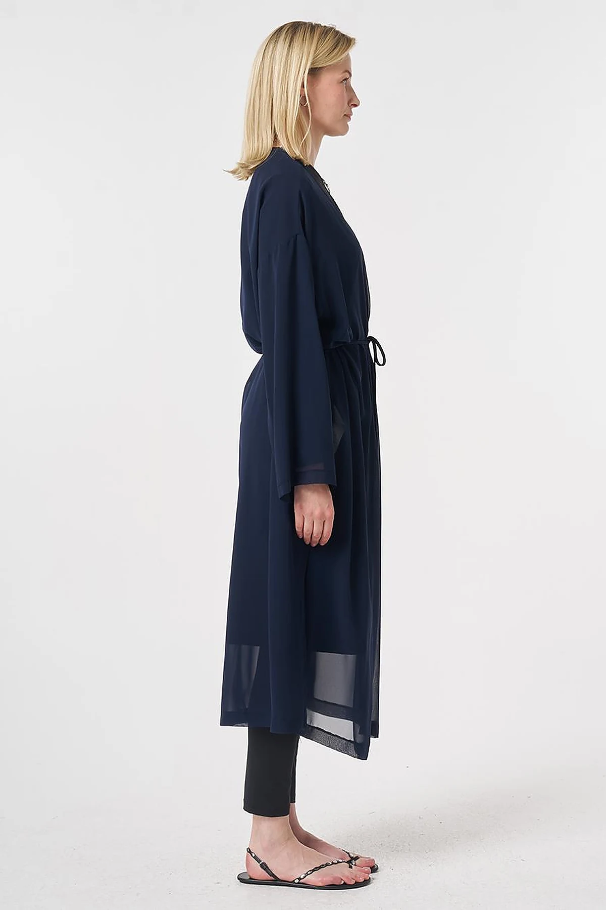 Gathered Chiffon Pareo Dark Navy