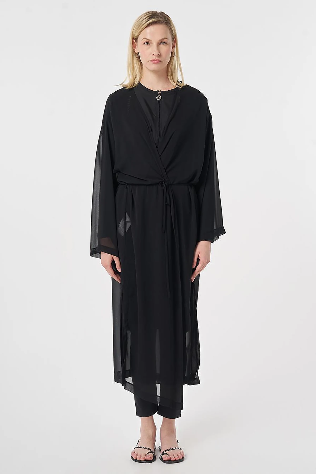 Gathered Chiffon Pareo Black