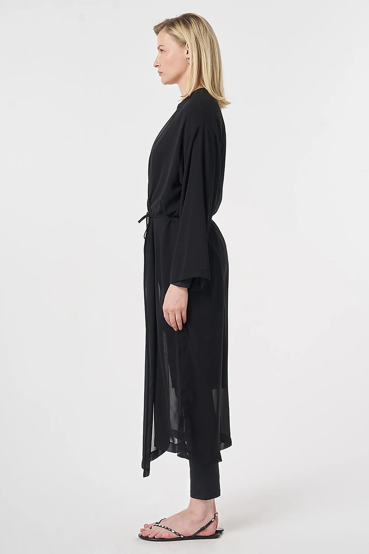Gathered Chiffon Pareo Black