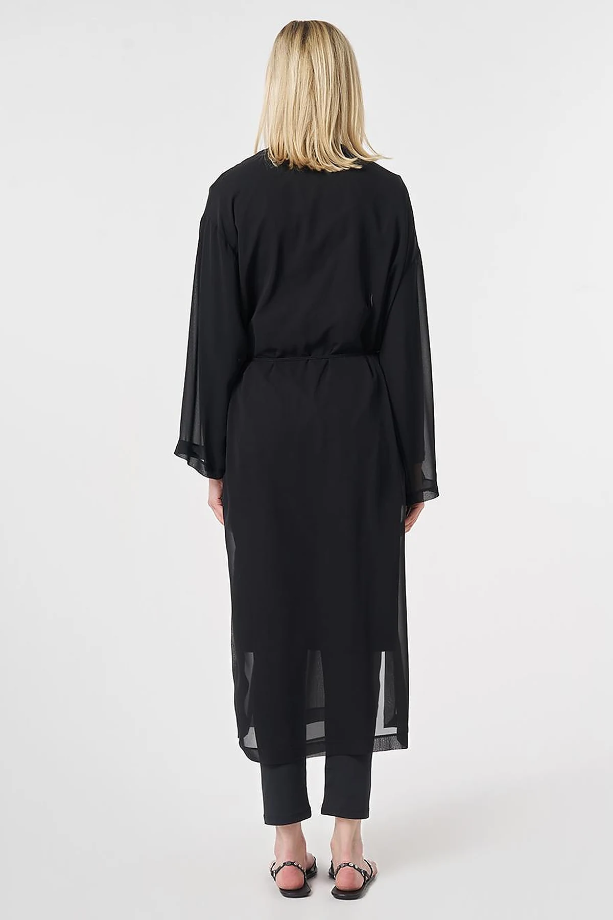 Gathered Chiffon Pareo Black