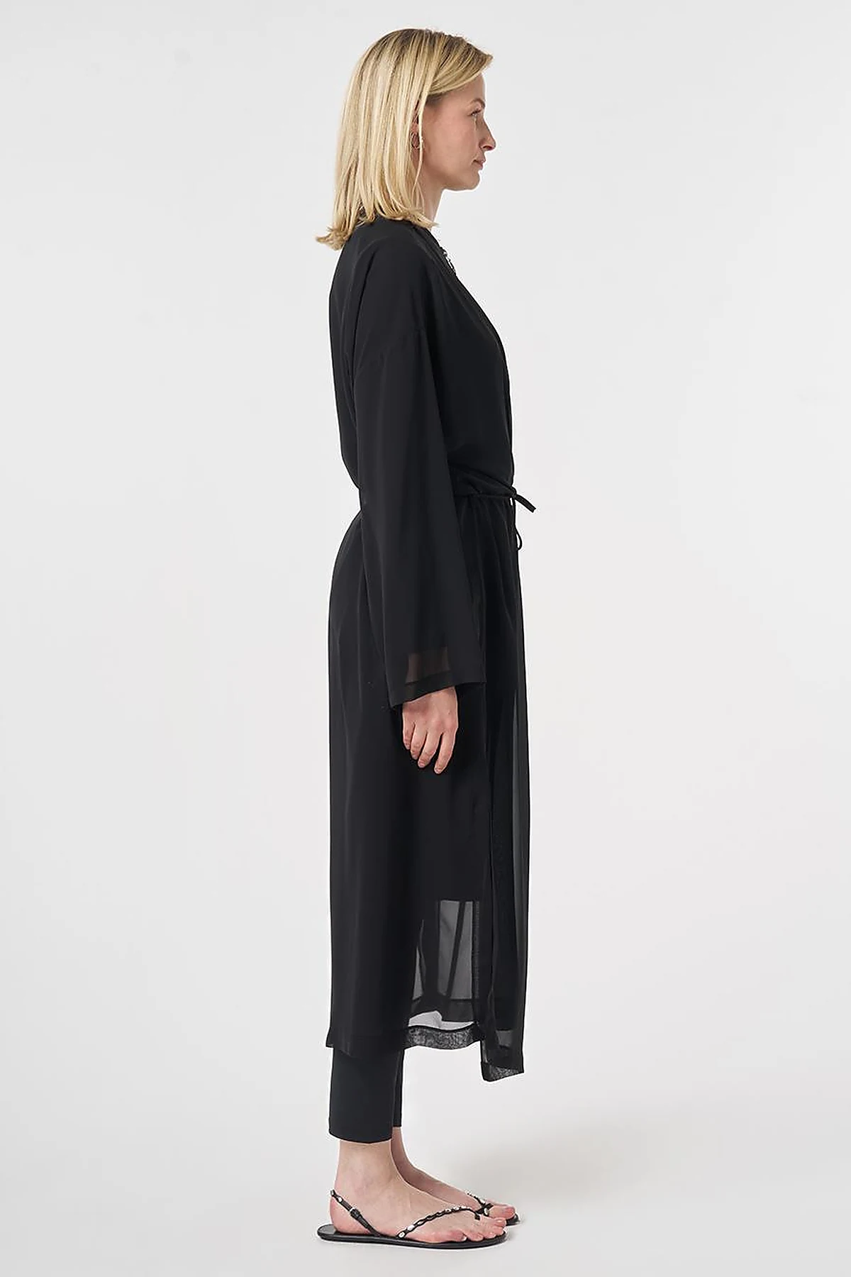 Gathered Chiffon Pareo Black