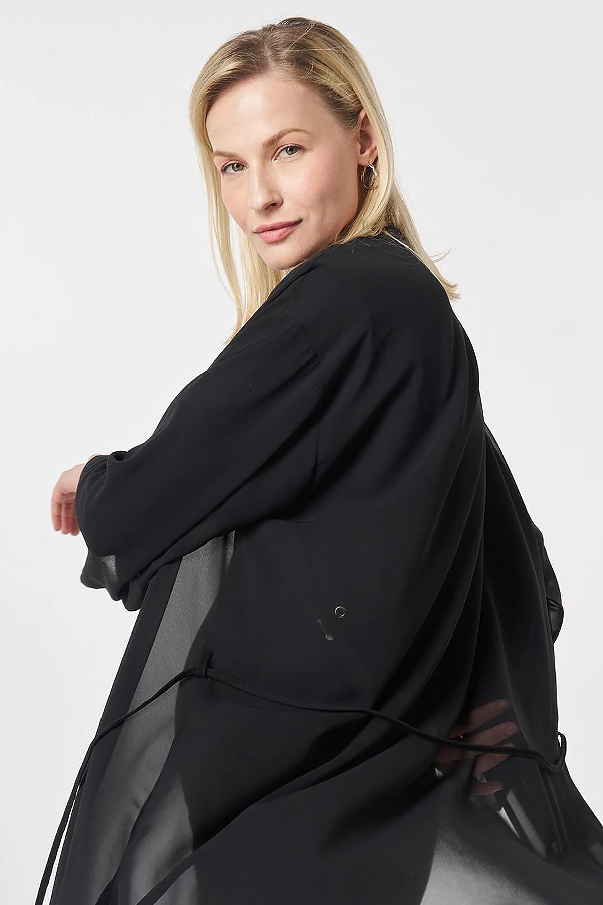 Gathered Chiffon Pareo Black