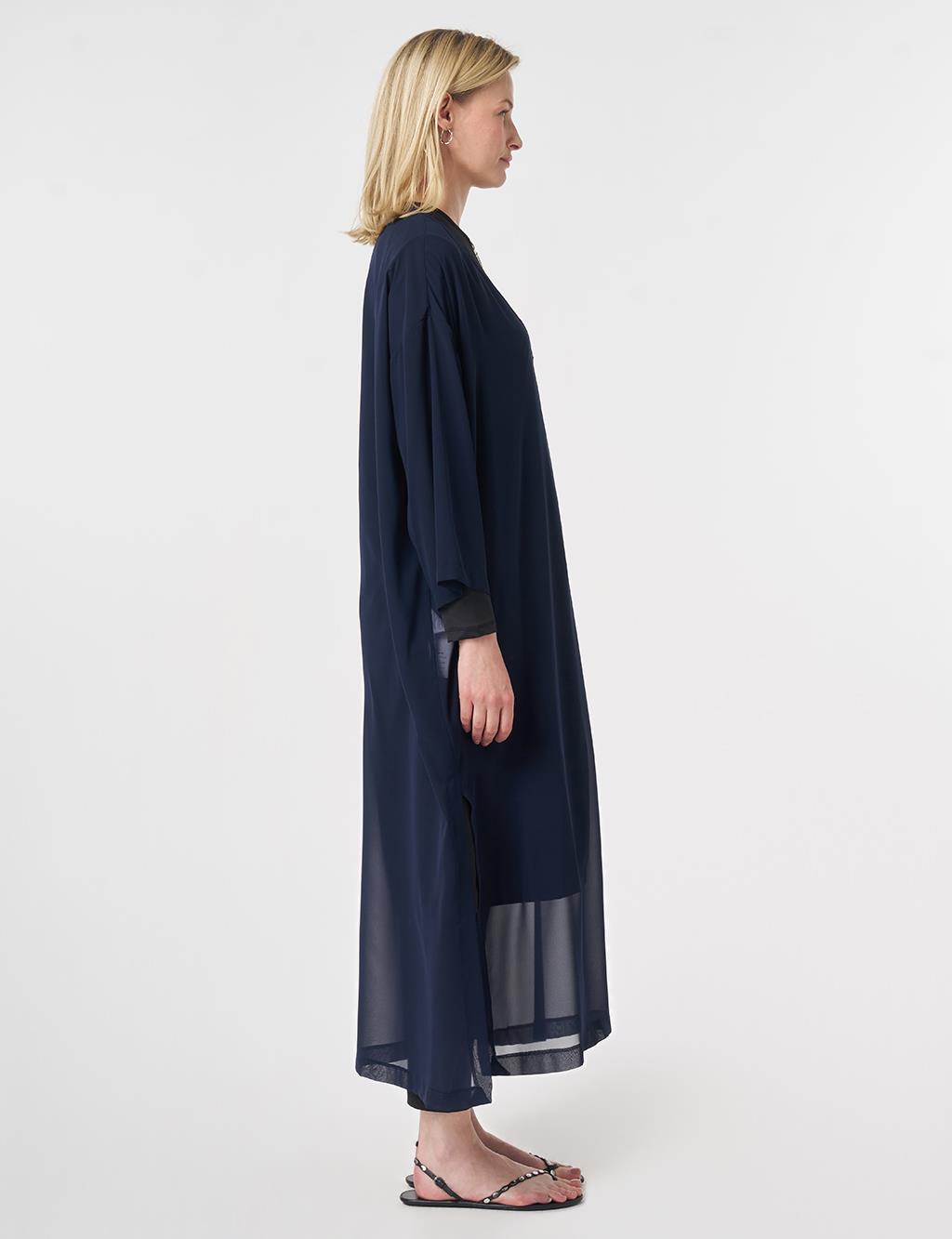 V-Neck Chiffon Pareo Dark Navy