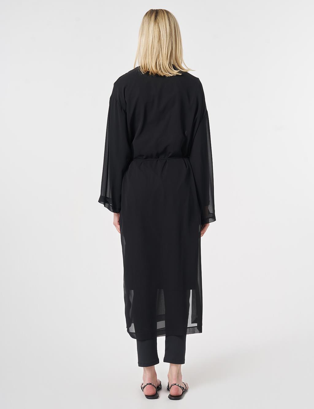 Gathered Chiffon Pareo Black