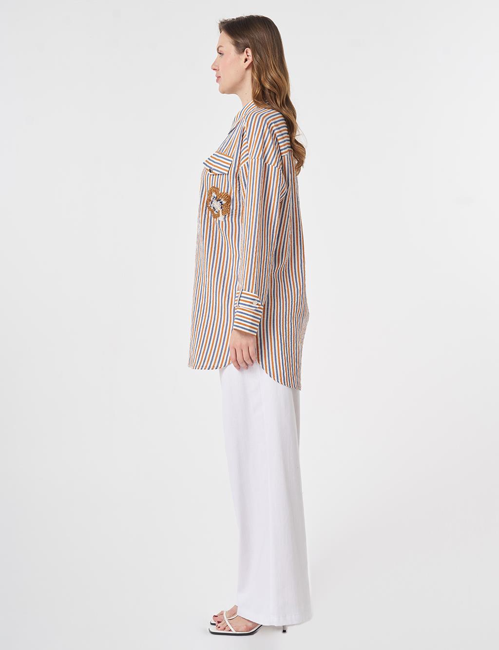 Embroidered Viscose Tunic Cinnamon