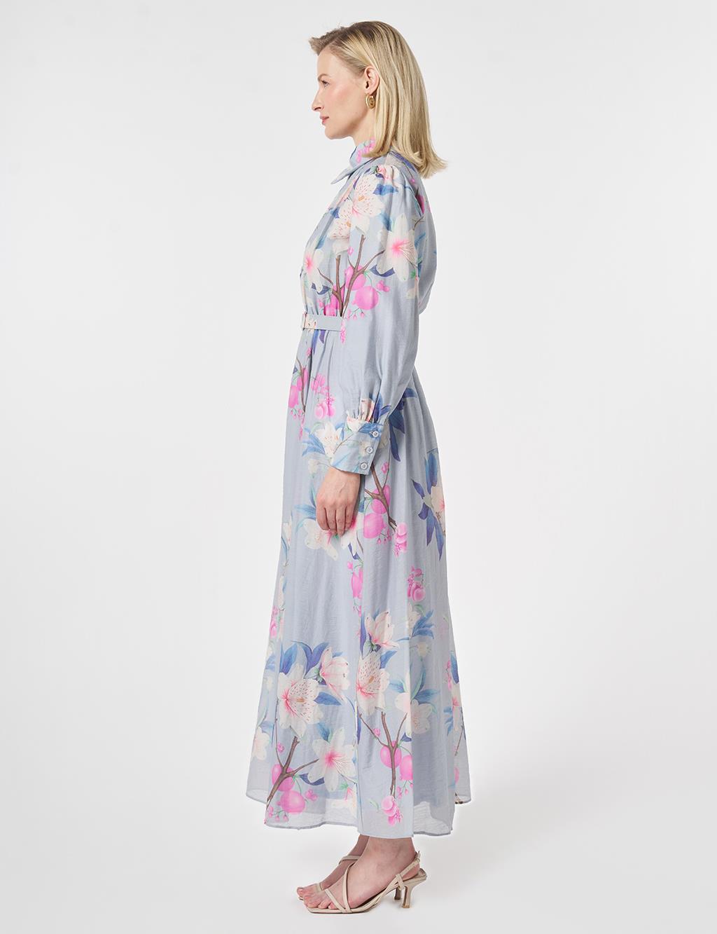 Floral Print Dress Light Air Force Blue