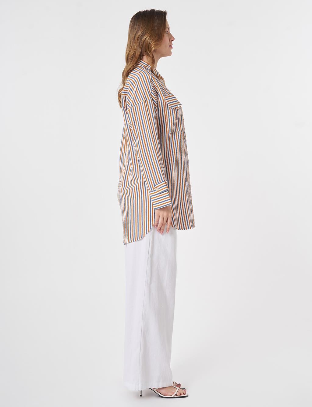 Embroidered Viscose Tunic Cinnamon