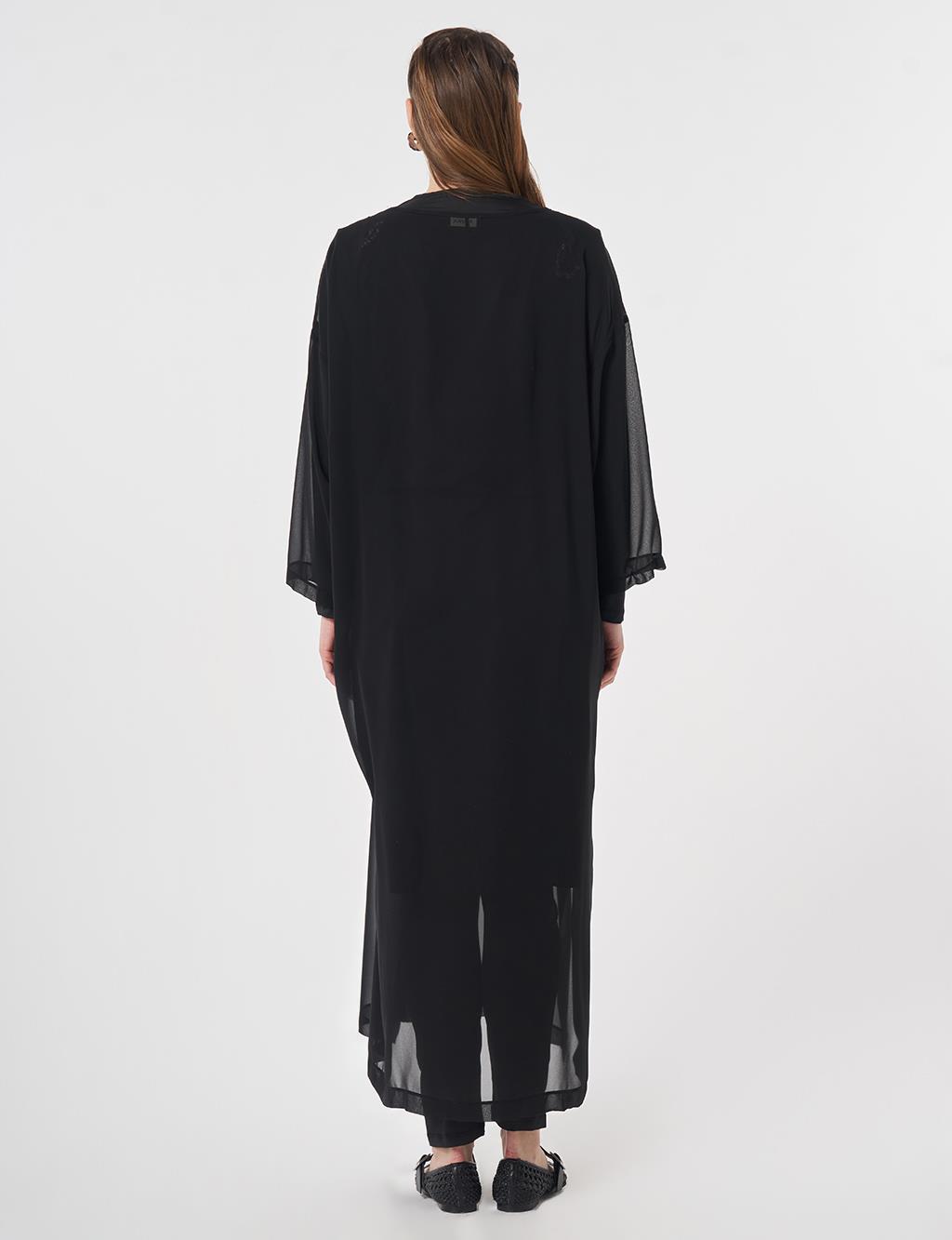 V-Neck Chiffon Pareo Black