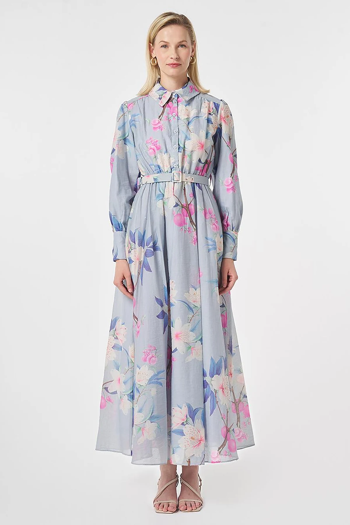 Floral Print Dress Light Air Force Blue